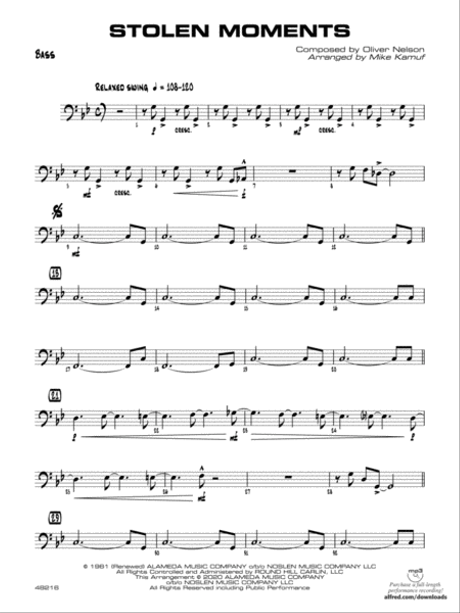 Stolen Moments: String Bass Jazz Ensemble scores gallery preview page 1