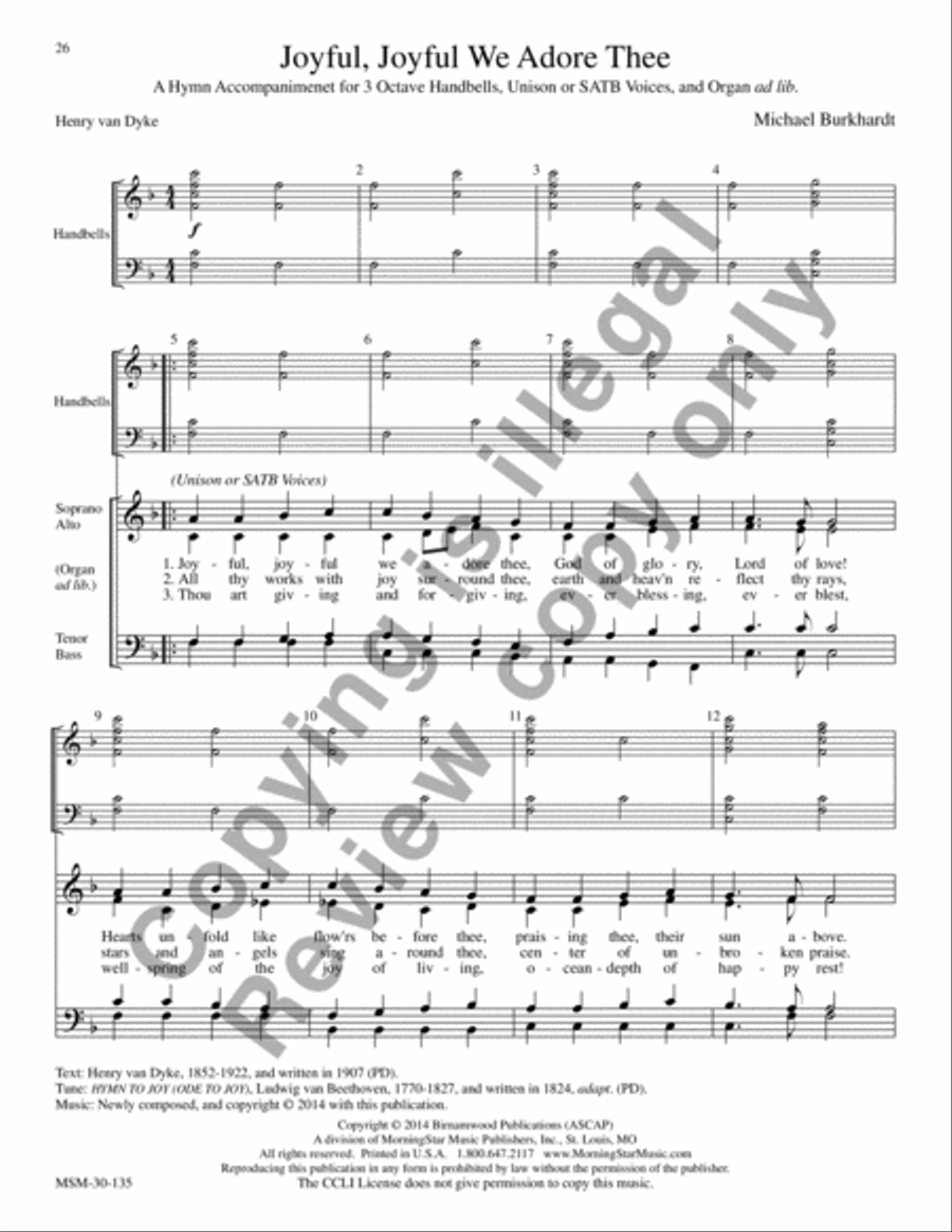 Hymns for Handbells Reproducible Accompaniments and Settings 4-Octaves scores gallery preview page 7