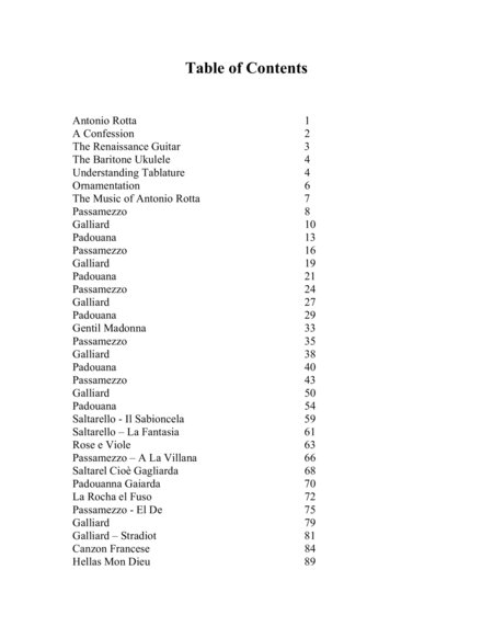 Antonio Rotta Intabolatura de Lauto Lute Music of the Renaissance Transcribed for Baritone Ukulele a