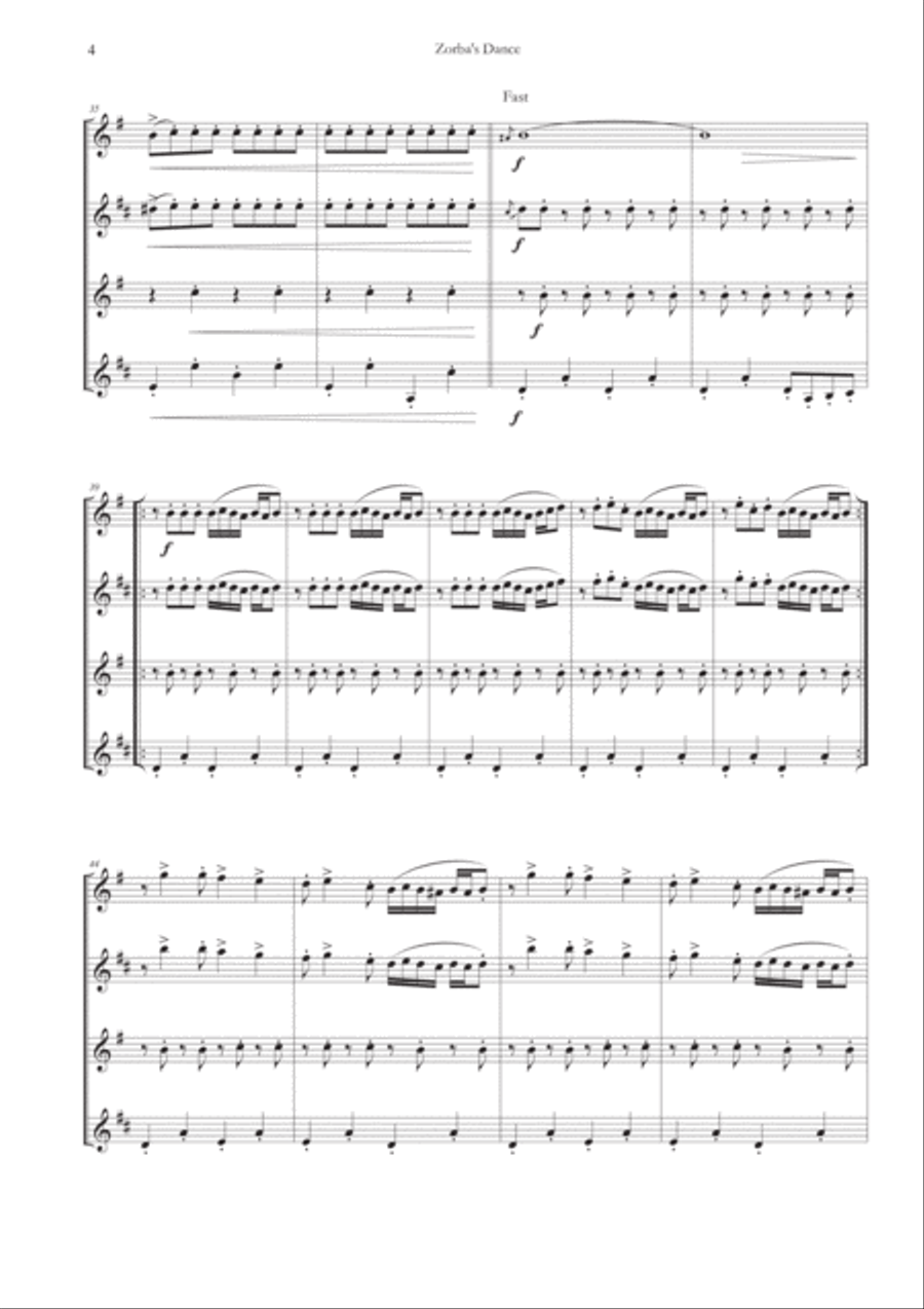 Zorbas Dance Woodwind Quartet scores gallery preview page 6