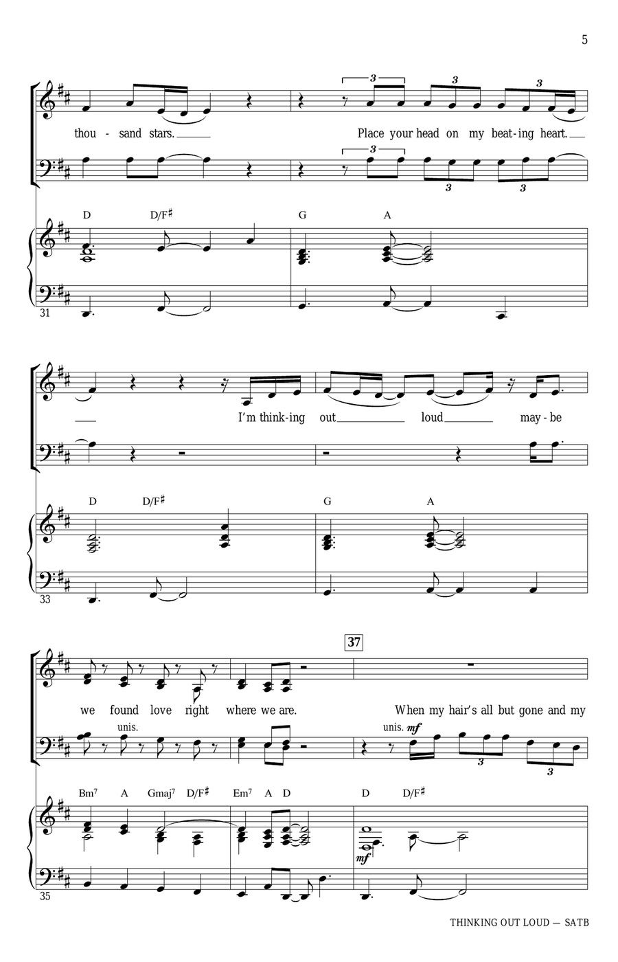Thinking Out Loud (arr. Ed Lojeski) 4-Part scores gallery preview page 5
