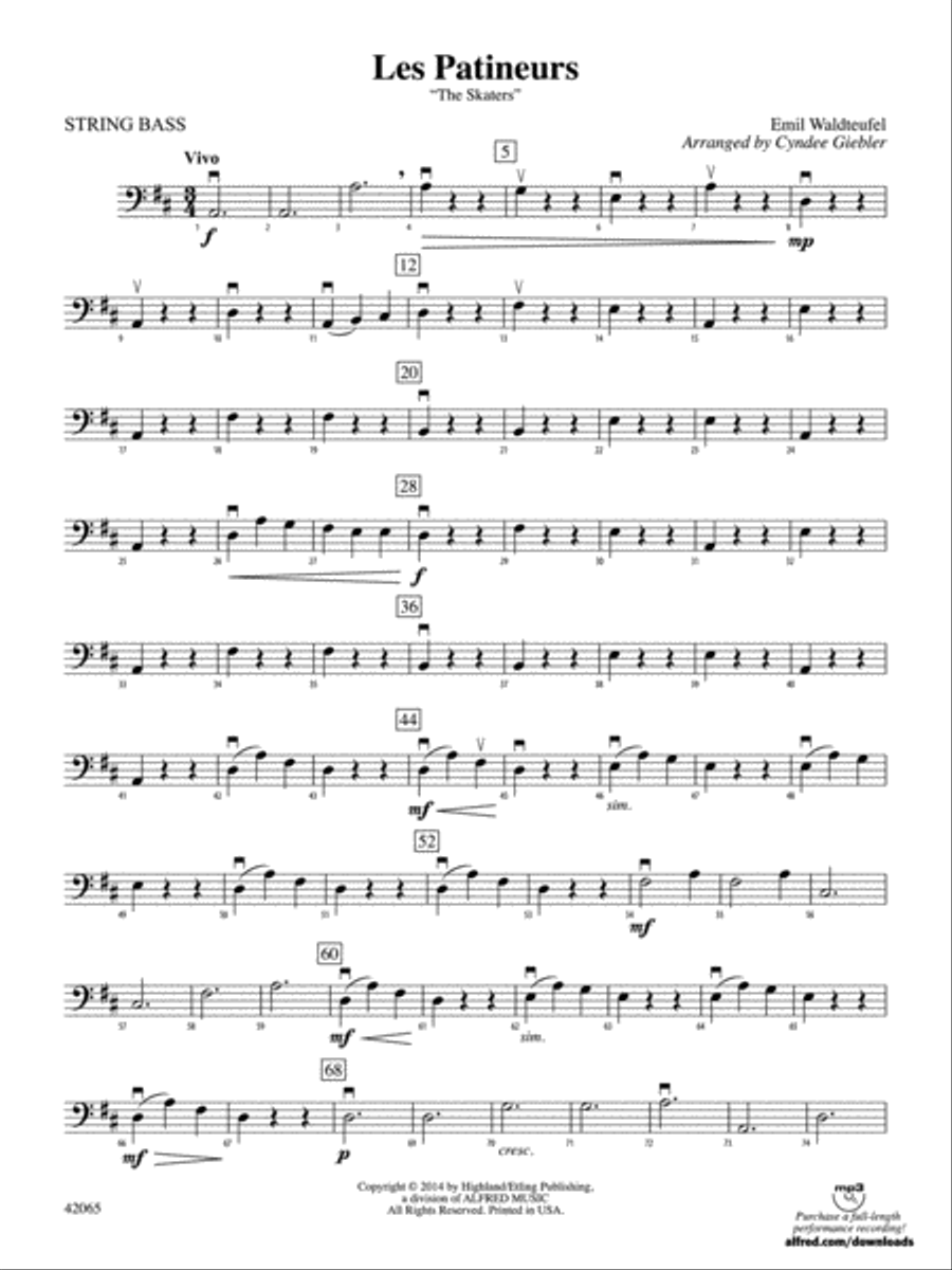 Les Patineurs: String Bass String Orchestra scores gallery preview page 1