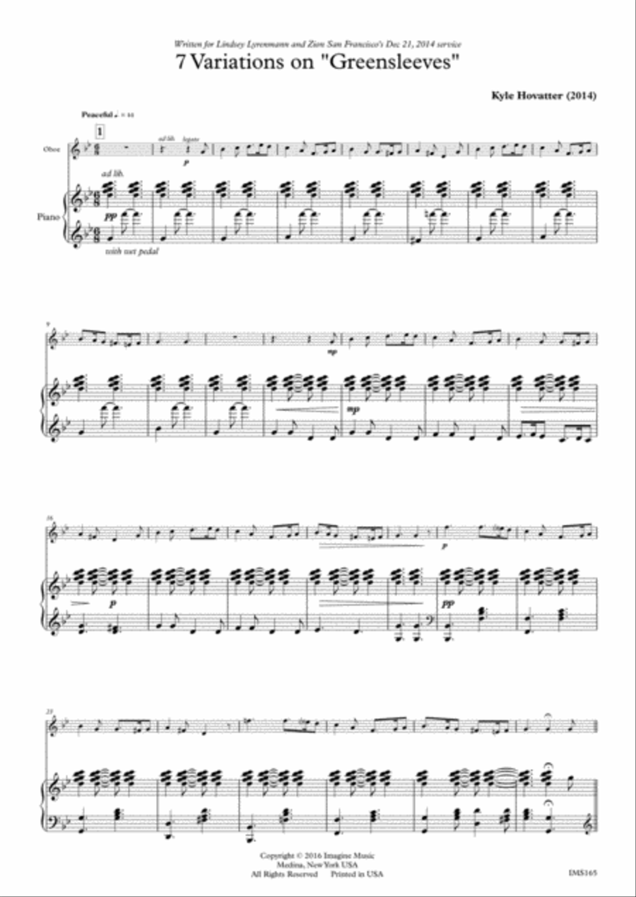 7 Variations on Greensleeves Piano Accompaniment scores gallery preview page 4