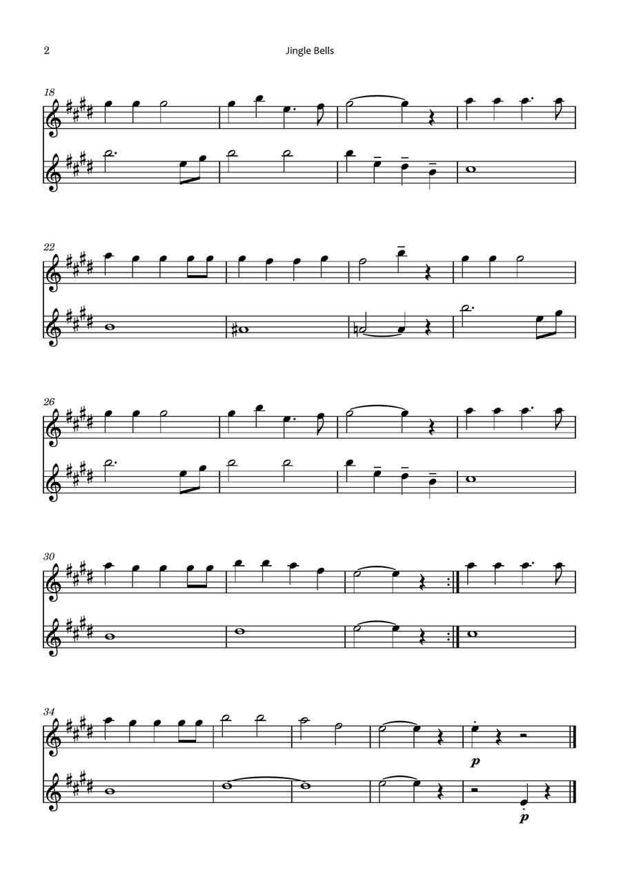 Jingle Bells Woodwind Duet scores gallery preview page 2