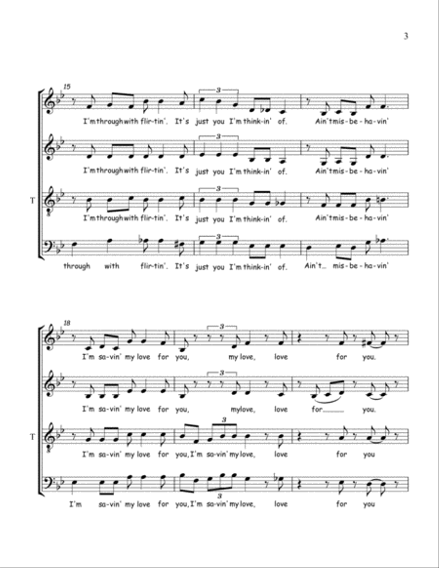 Ain't Misbehavin' 4-Part scores gallery preview page 3