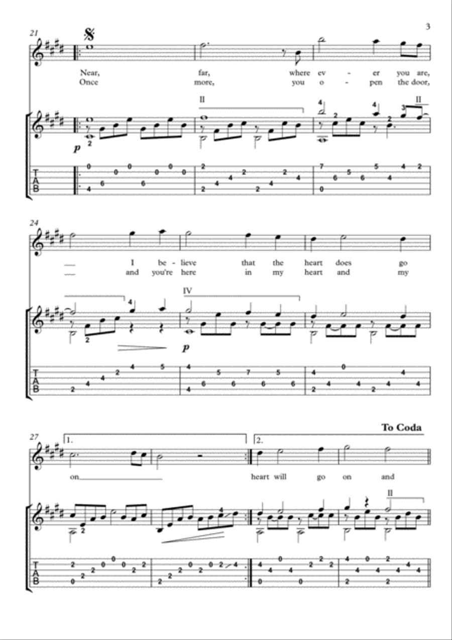 My Heart Will Go On (love Theme From 'titanic') Electric Guitar scores gallery preview page 3