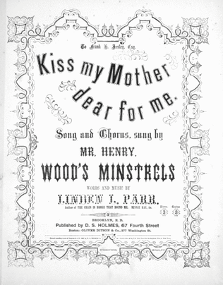 Book cover for Kiss My Mother Dear For Me. Song and Chorus