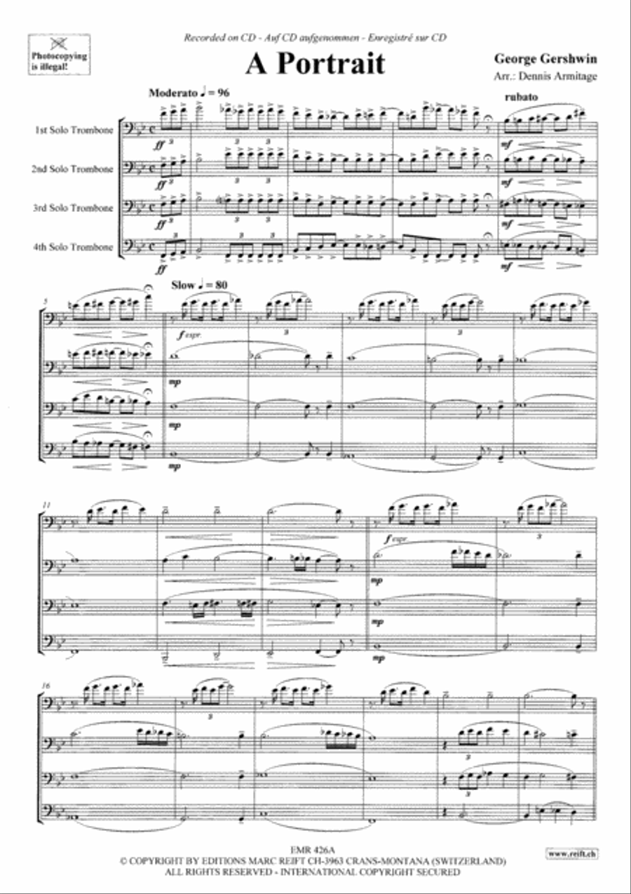 A Portrait A Portrait Trombone Quartet scores gallery preview page 4