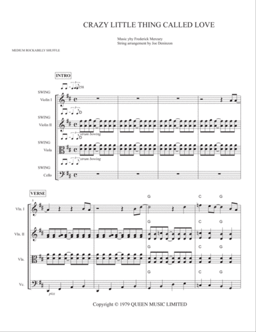 Crazy Little Thing Called Love String Trio scores gallery preview page 1