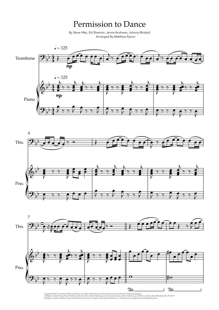 Permission To Dance Piano scores gallery preview page 1