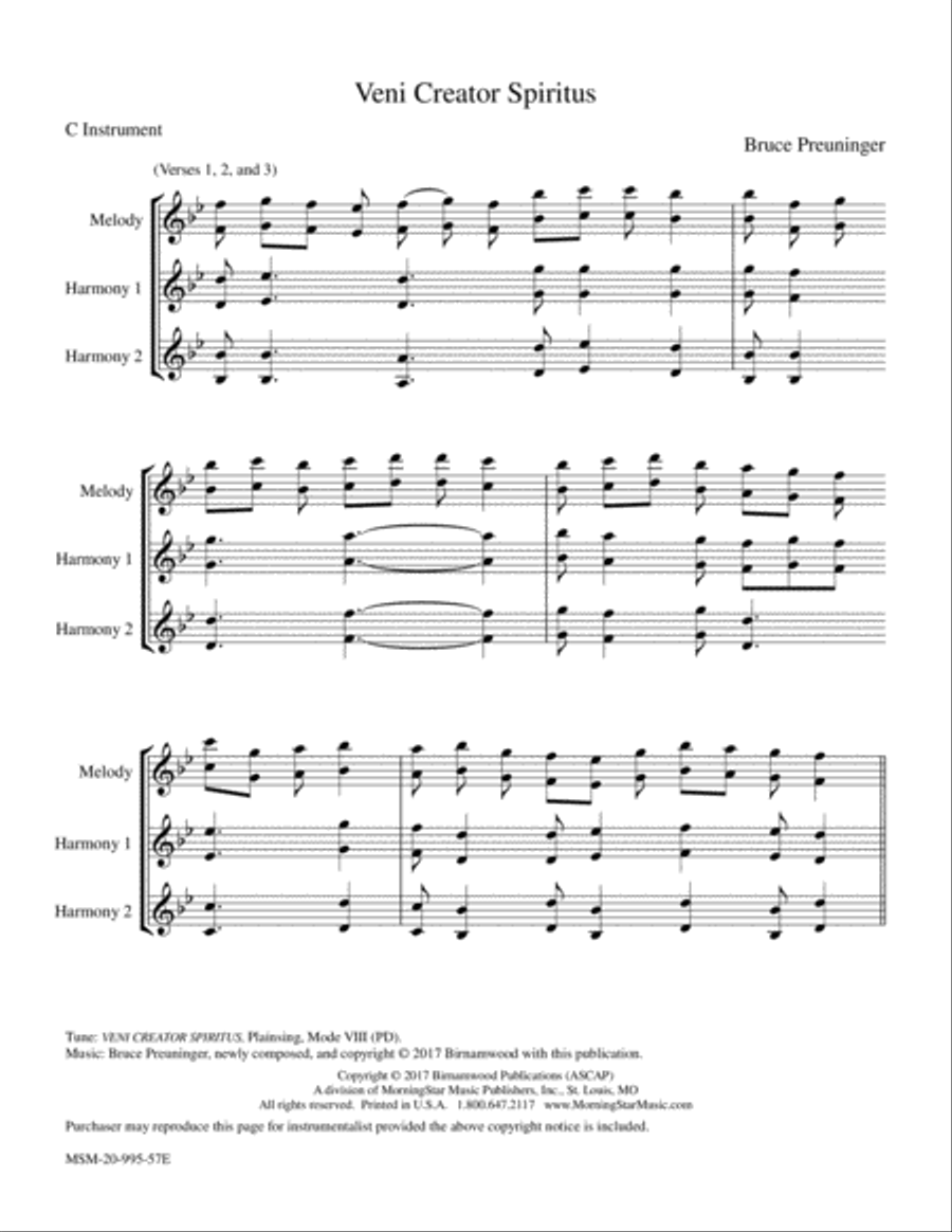 Veni Creator Spiritus Piano and Keyboard scores gallery preview page 1