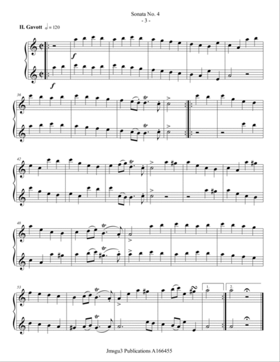 Loeillet: Sonata No. 4 for Tenor Sax Duo Woodwind Duet scores gallery preview page 3