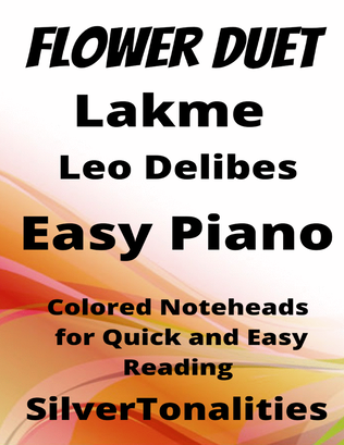 Flower Duet Lakme Easy Piano Sheet Music with Colored Notation