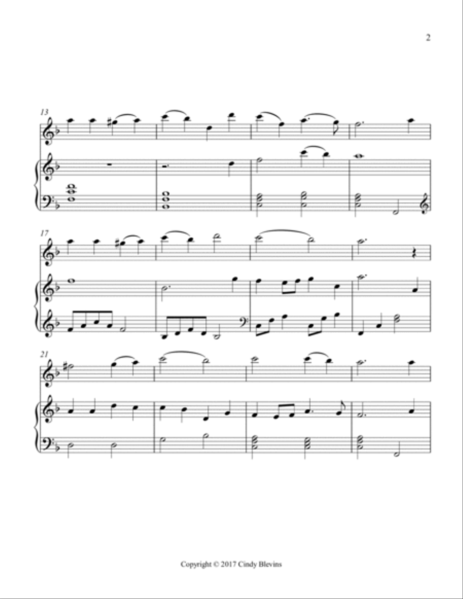 O Little Town of Bethlehem, for Piano and Flute Flute Solo scores gallery preview page 3