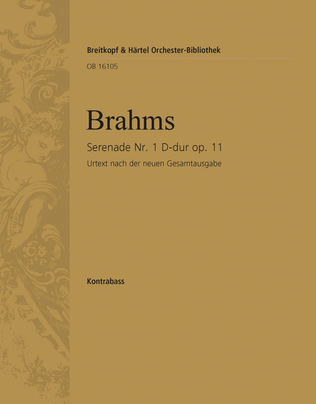 Book cover for Serenade No. 1 in D major Op. 11
