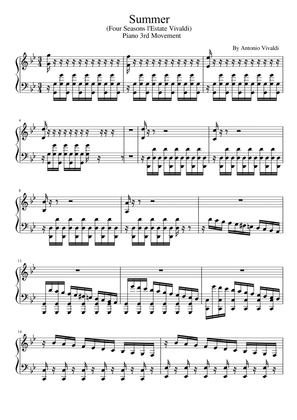 Summer (Four Seasons l'Estate Vivaldi) - Piano 3rd Movement-RV 315