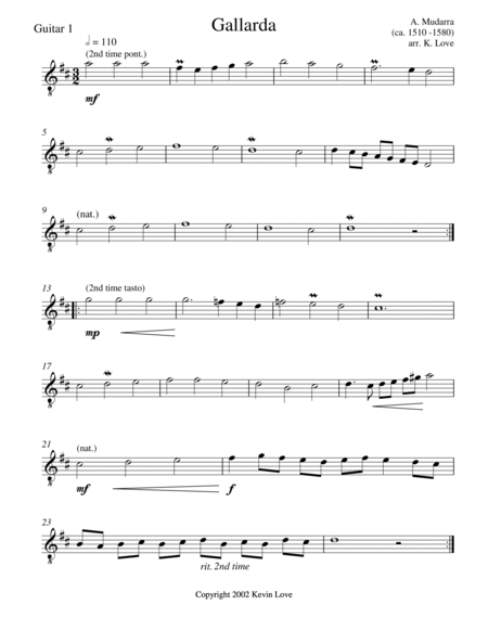 Gallarda (Guitar Quartet) - Score and Parts image number null
