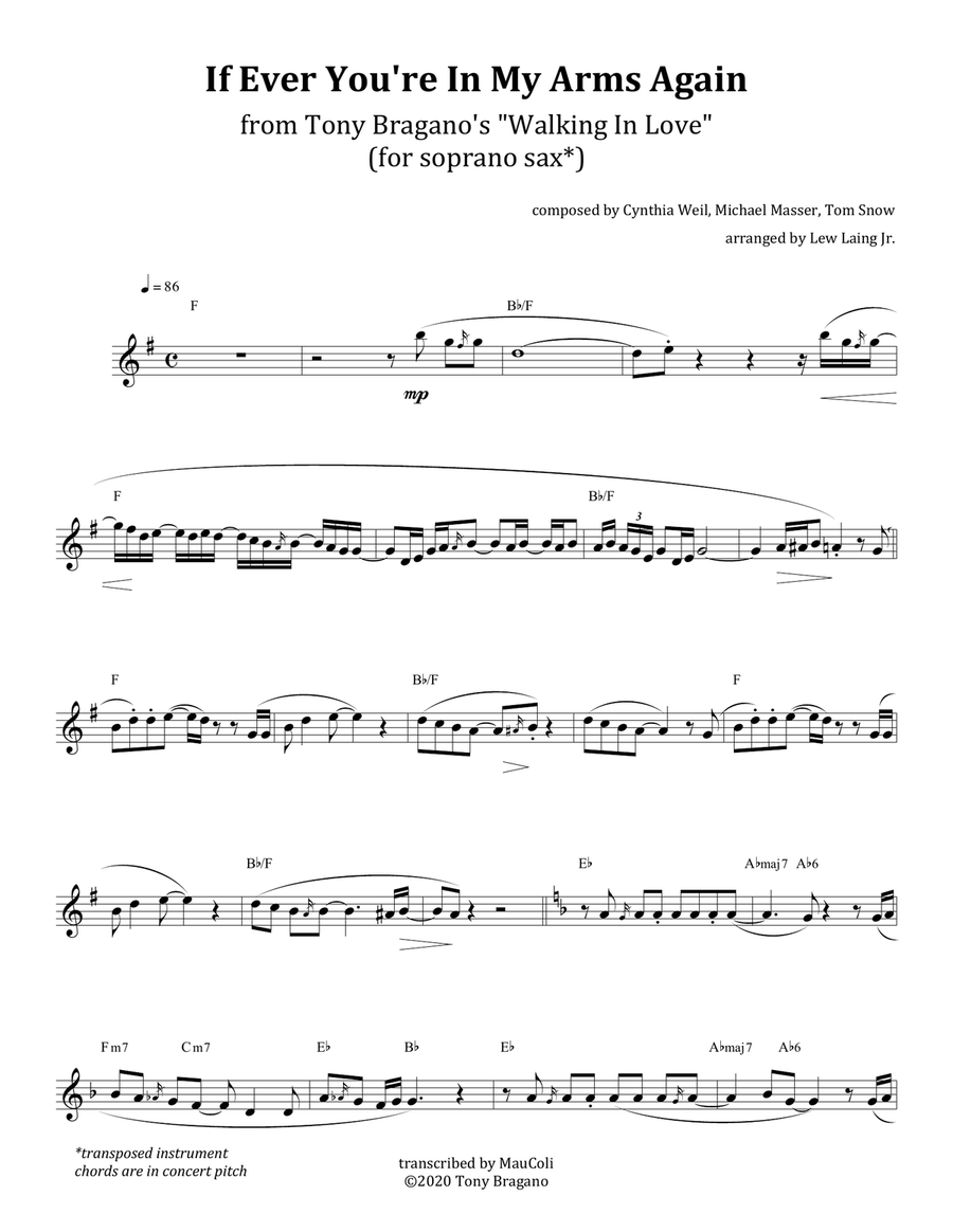 If Ever You're In My Arms Again Soprano Saxophone scores gallery preview page 1
