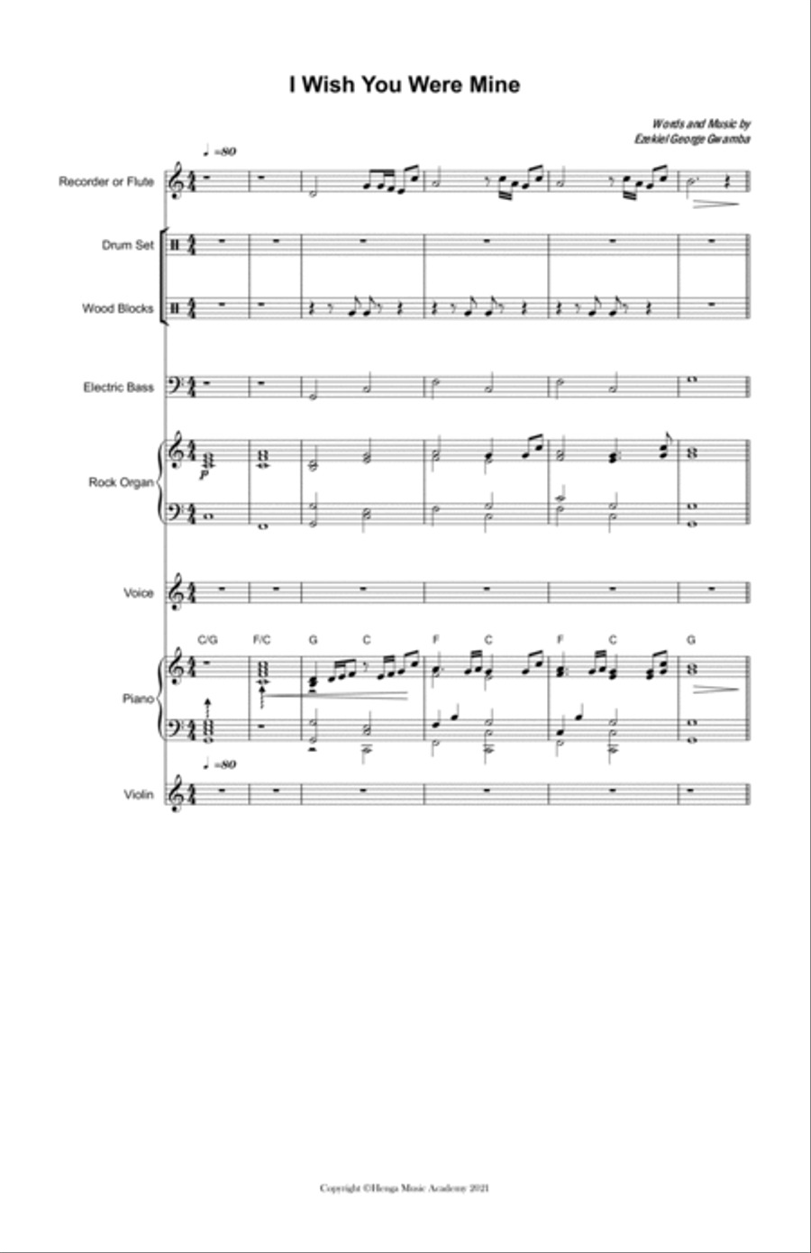 I wish you were mine - Score Only Concert Band scores gallery preview page 2