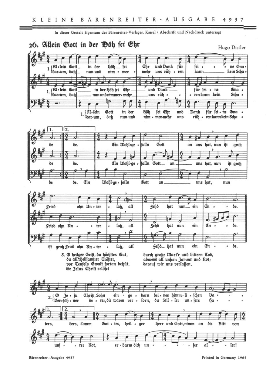 Allein Gott in der Hoh sei Ehr - Herr Gott, dich loben wir (Te deum), Op. 5/ 25, 26 Mixed Choir scores gallery preview page 1