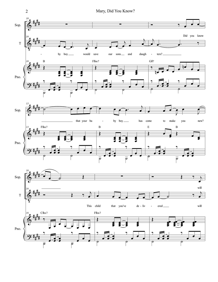 Mary, Did You Know? Mary, Did You Know? Piano scores gallery preview page 2
