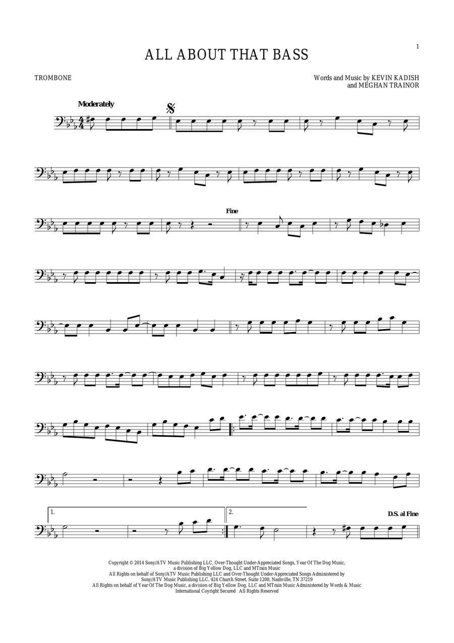 All About That Bass Trombone Solo scores gallery preview page 1