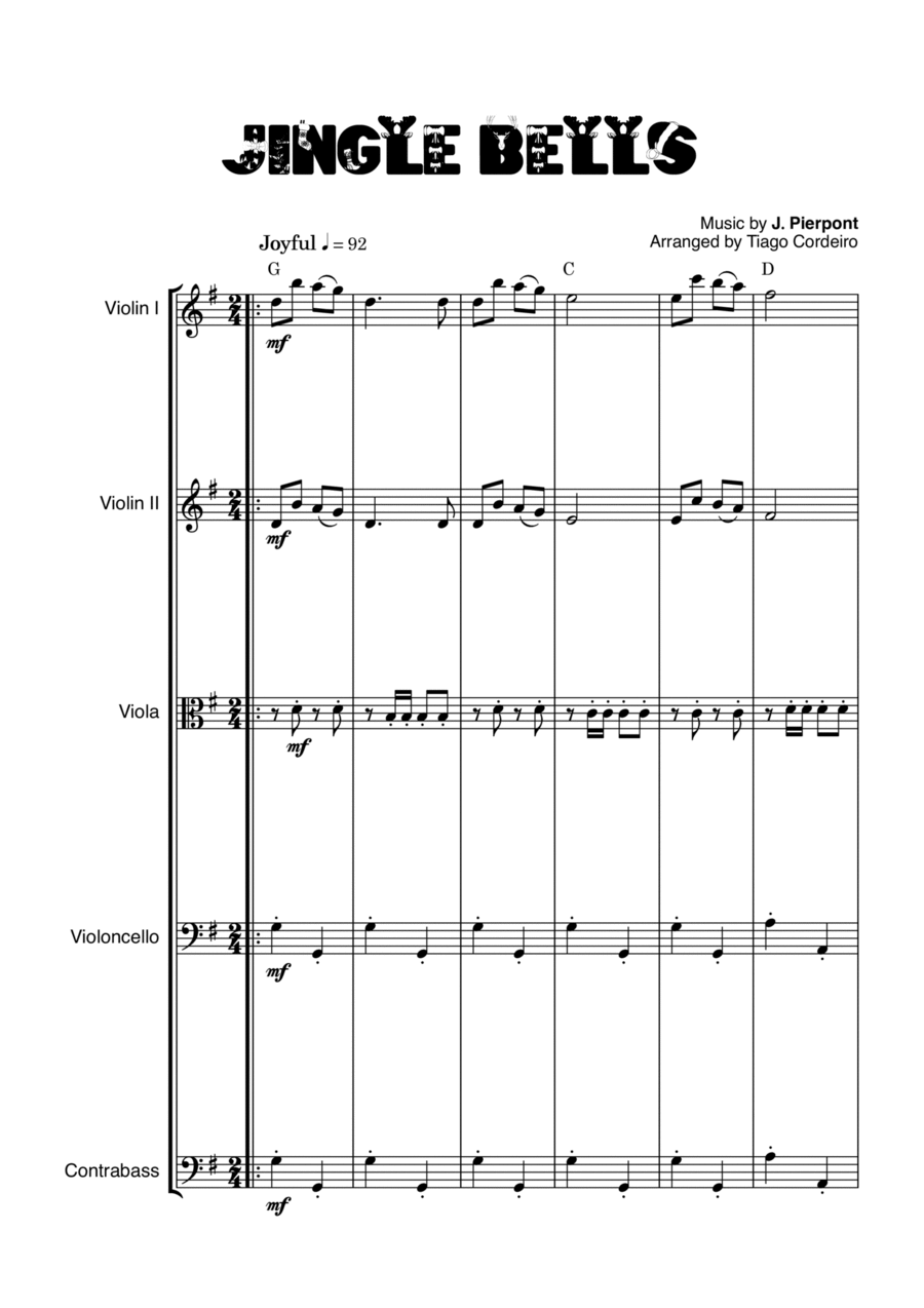 Jingle Bells String Quintet scores gallery preview page 1