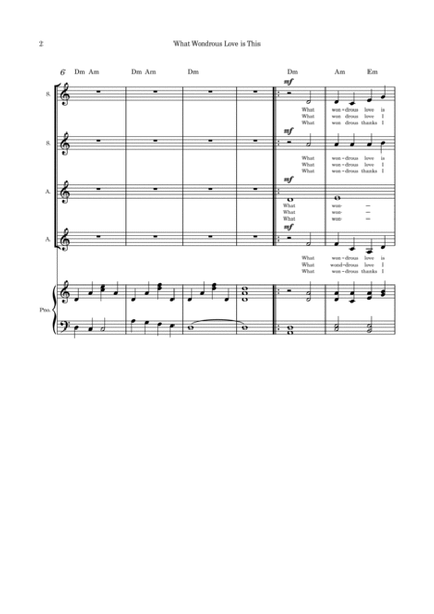 What Wondrous Love is This (Mary's Love) - Christmas Song SSAA, and piano image number null