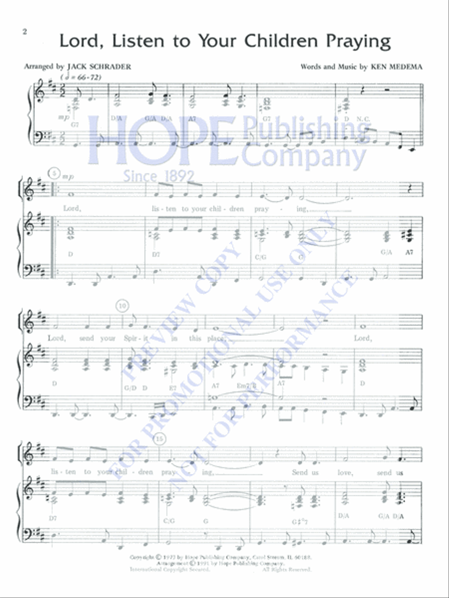 Lord, Listen T-Schr-Med Voice; Key of D Medium Voice scores gallery preview page 2