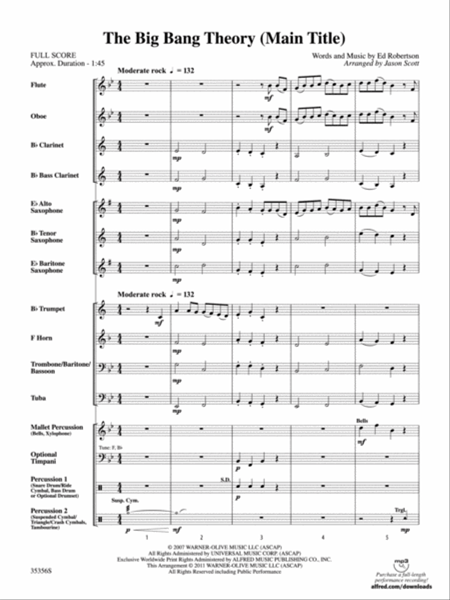 The Big Bang Theory (Main Title) Concert Band scores gallery preview page 18