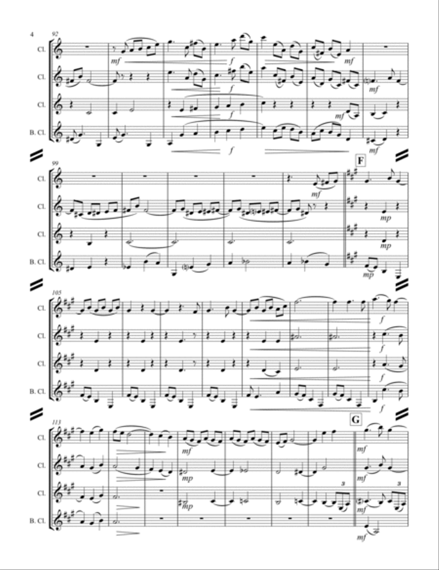 Debussy – La plus que lente (for Clarinet Quartet) Clarinet Quartet scores gallery preview page 5
