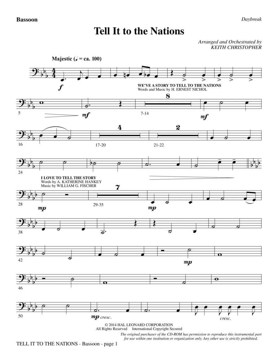 Tell It to the Nations - Bassoon Choir scores gallery preview page 1