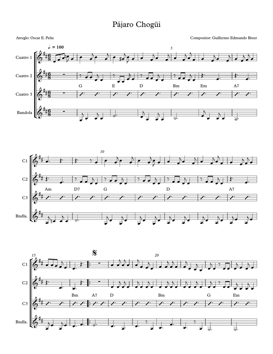 Pájaro Chogüi Small Ensemble scores gallery preview page 1
