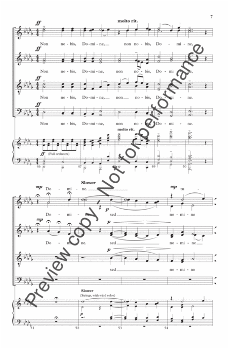 Non Nobis, Domine 4-Part scores gallery preview page 7
