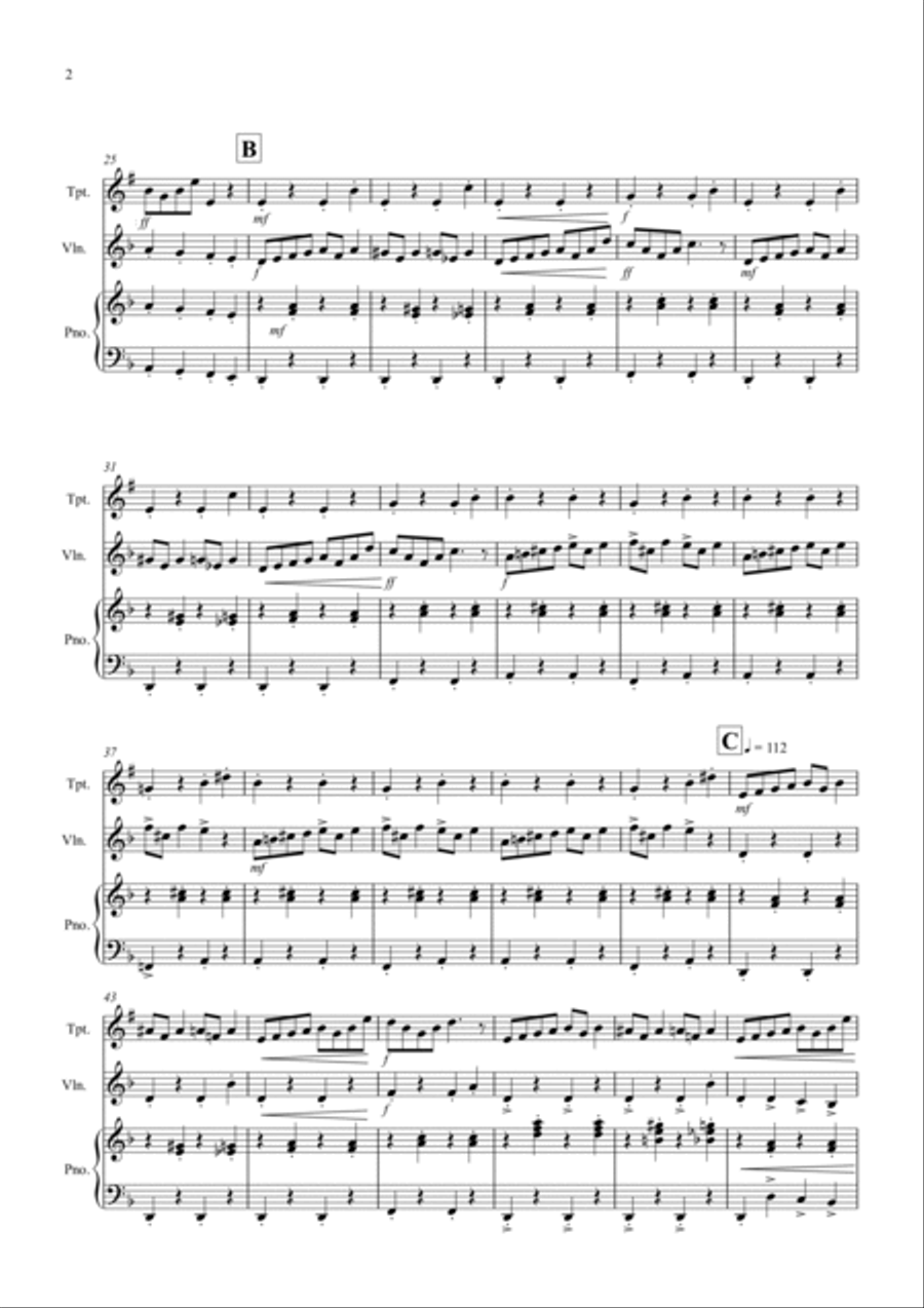 In the Hall of the Mountain King for Trumpet and Violin Duet B-Flat Trumpet scores gallery preview page 2