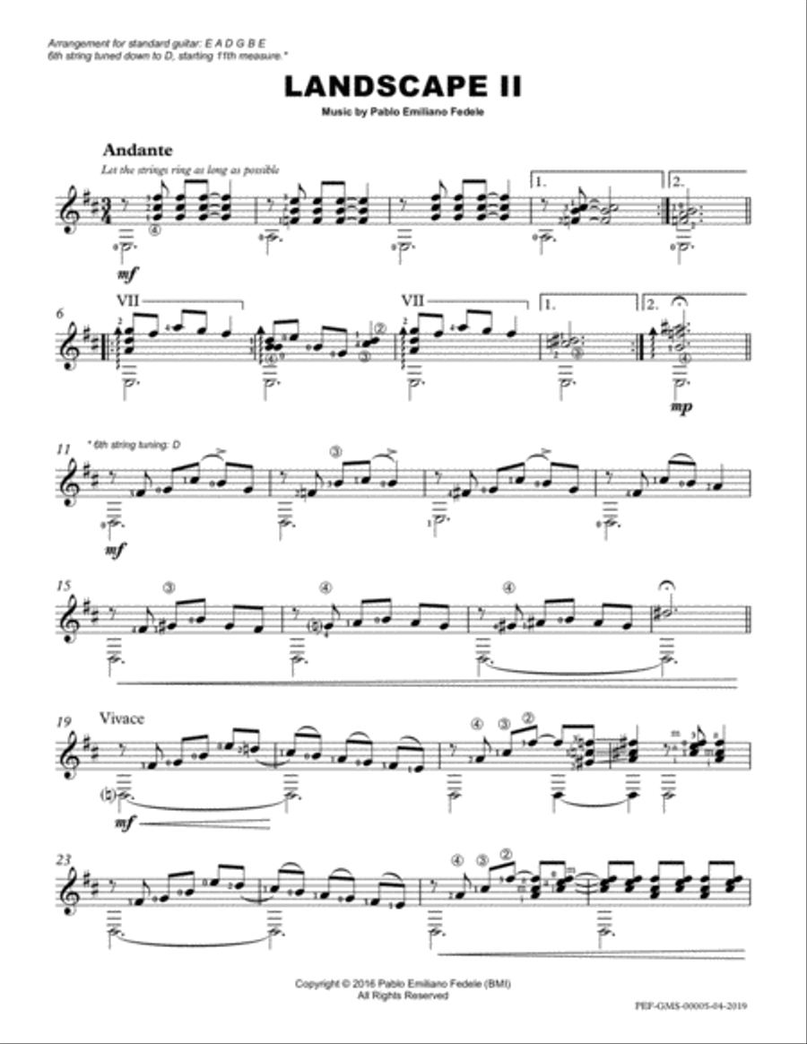Landscape II - Standard Guitar Edition Classical Guitar scores gallery preview page 2