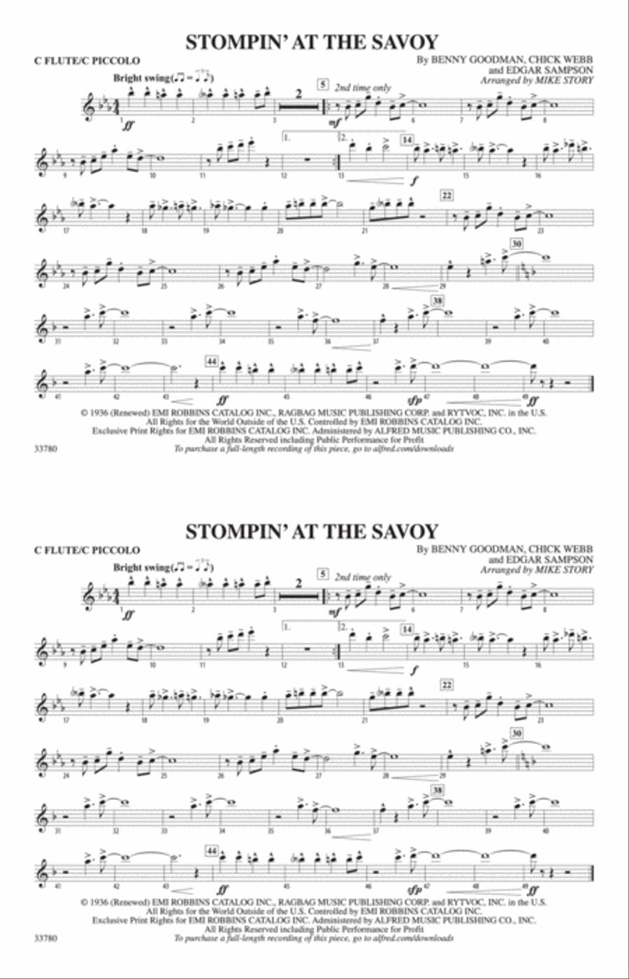 Stompin' at the Savoy: Flute Marching Band scores gallery preview page 1