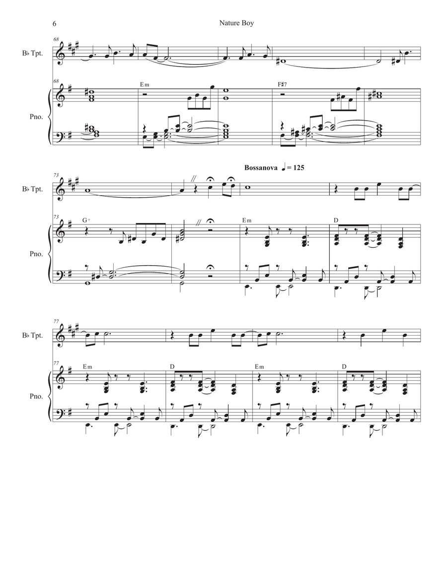 Nature Boy B-Flat Trumpet scores gallery preview page 6