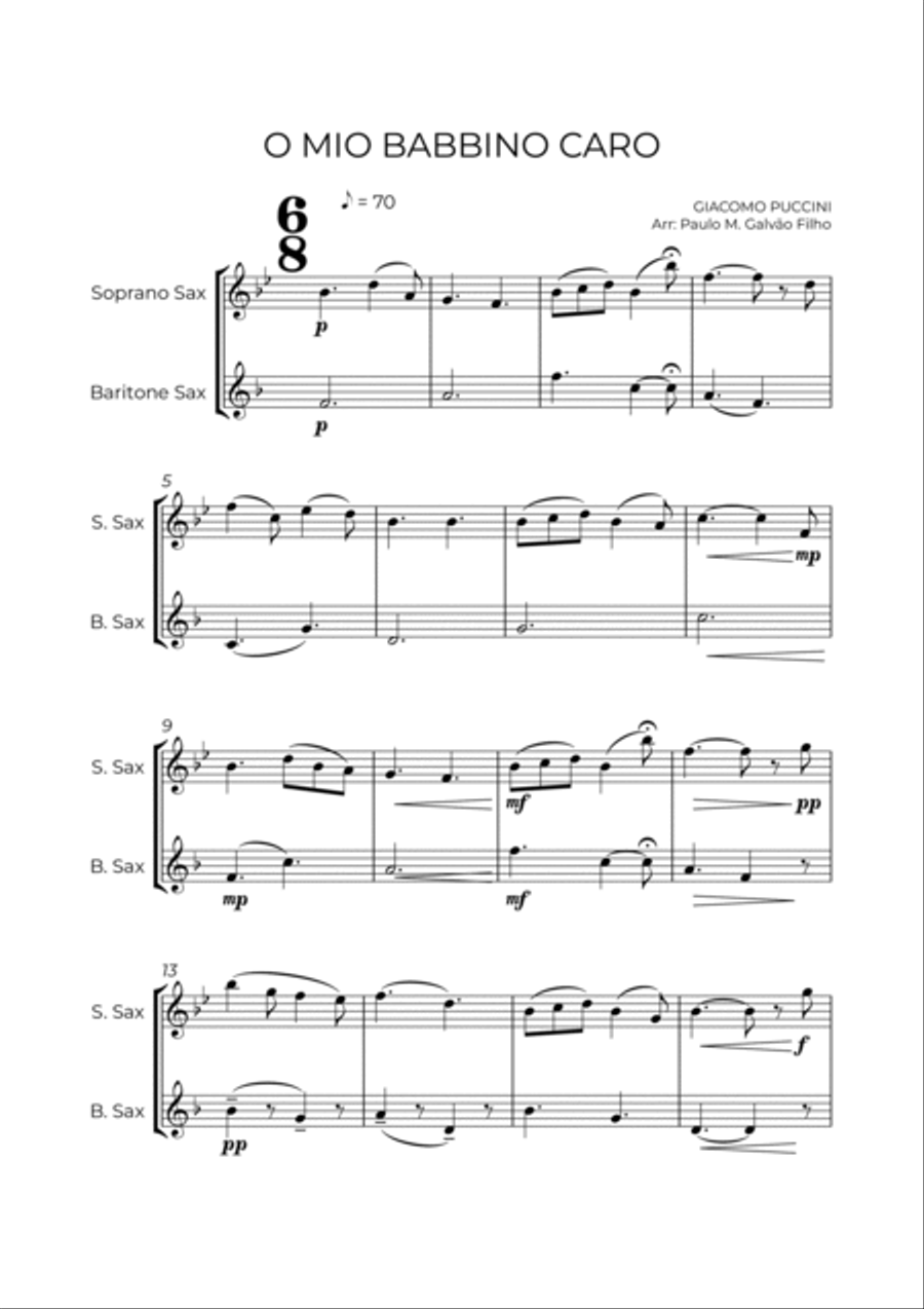 O MIO BABBINO CARO - SAX SOPRANO & BARITONE Woodwind Duet scores gallery preview page 2