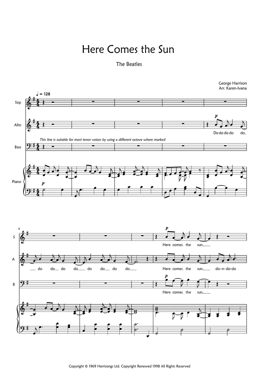Here Comes The Sun Here Comes The Sun 3-Part scores gallery preview page 1