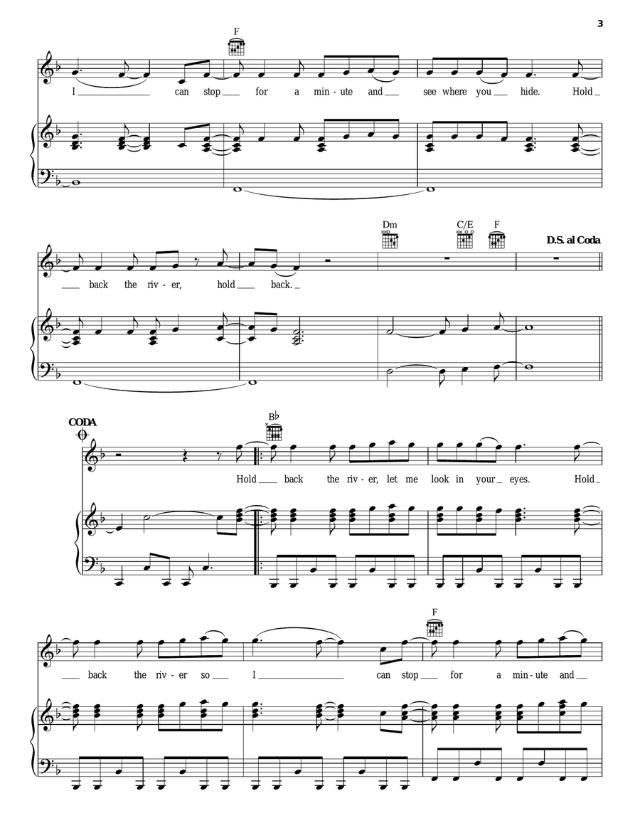 Hold Back The River Piano, Vocal, Guitar scores gallery preview page 3