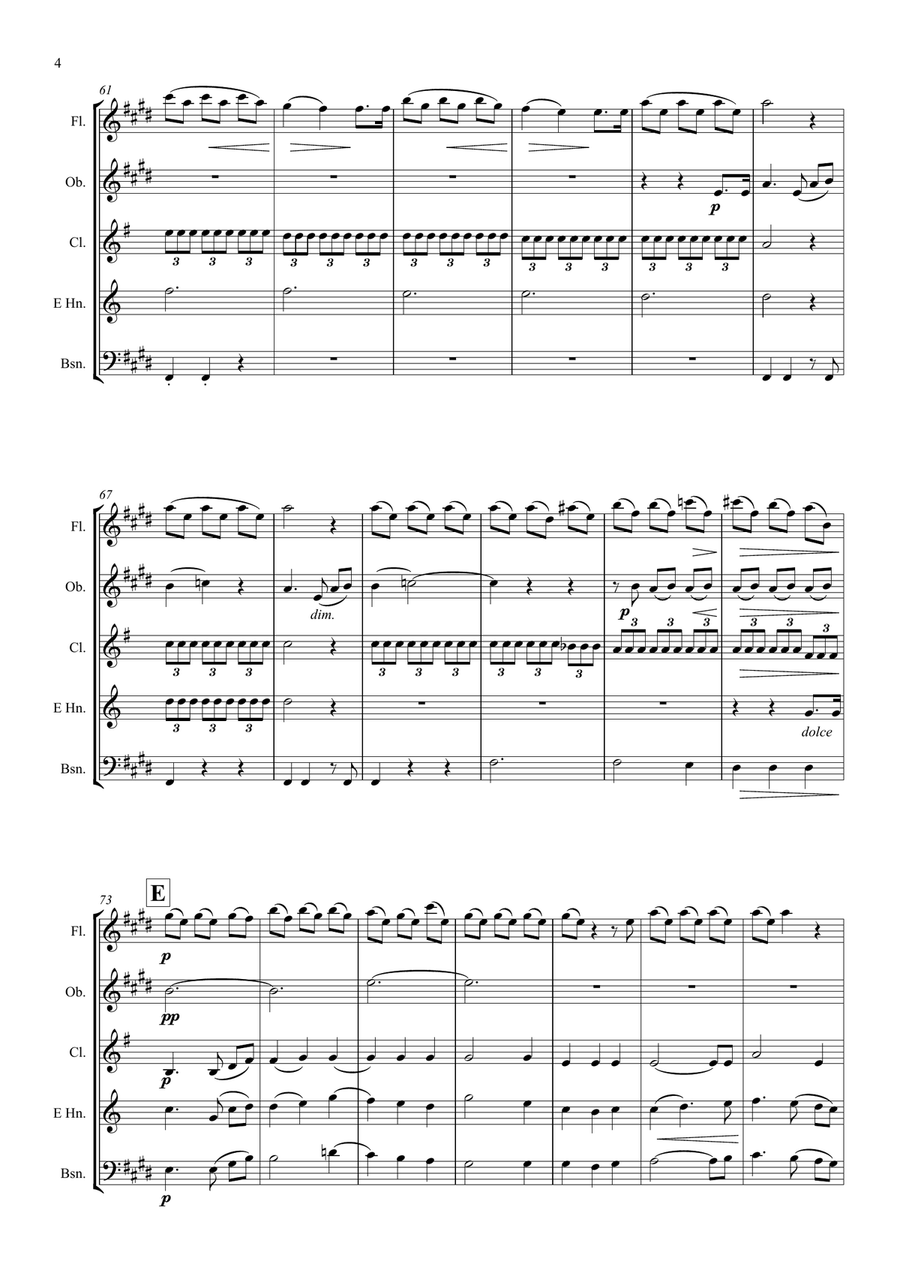 Mendelssohn: Incidental Music from A Midsummer Night's Dream Op.61 No.7 Notturno - wind quintet Woodwind Quintet scores gallery preview page 4