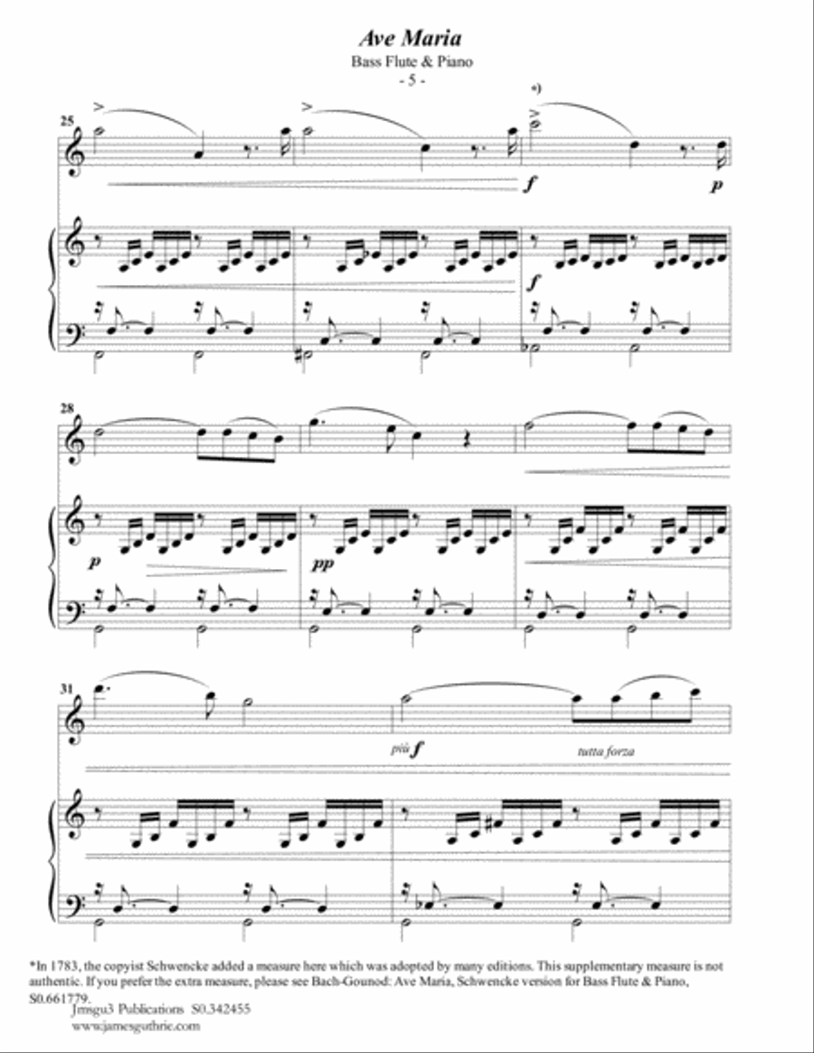 Bach-Gounod: Ave Maria for Bass Flute & Piano Flute Solo scores gallery preview page 5