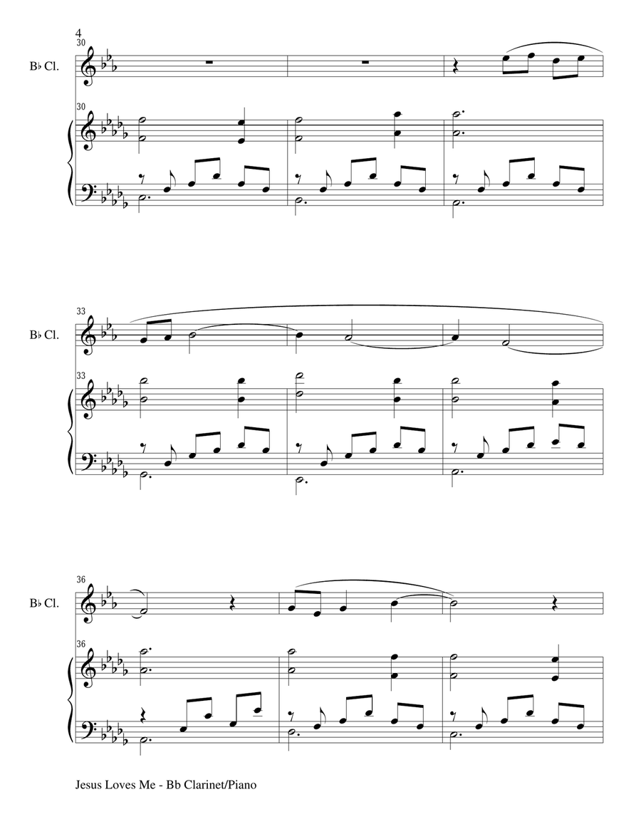 JESUS LOVES ME (Duet – Bb Clarinet and Piano/Score and Parts) JESUS LOVES ME (Duet – Bb Clarinet and Piano/Score and Parts) Woodwind Duet scores gallery preview page 4