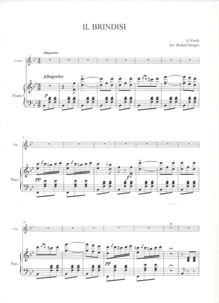 Il Brindisi (Drinking Song) from "La Traviata" -Violin and Piano