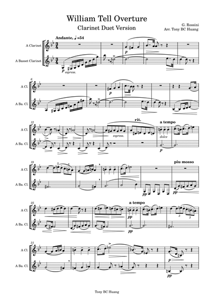 Rossini: William Tell Overture, Clarinet Duet Version image number null