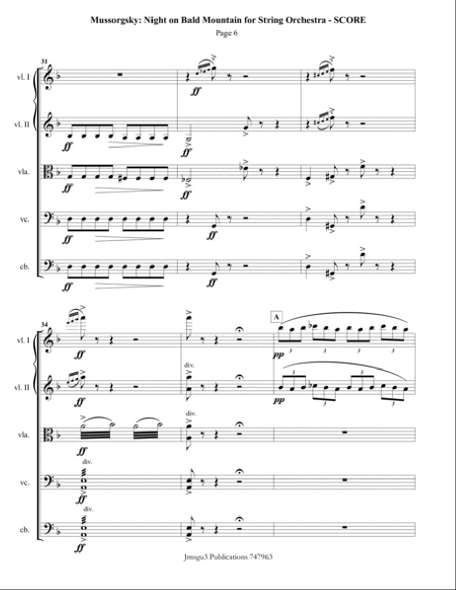 Mussorgsky: Night on Bald Mountain for String Orchestra String Orchestra scores gallery preview page 6