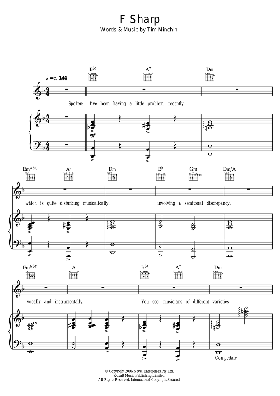 F Sharp Piano, Vocal scores gallery preview page 1