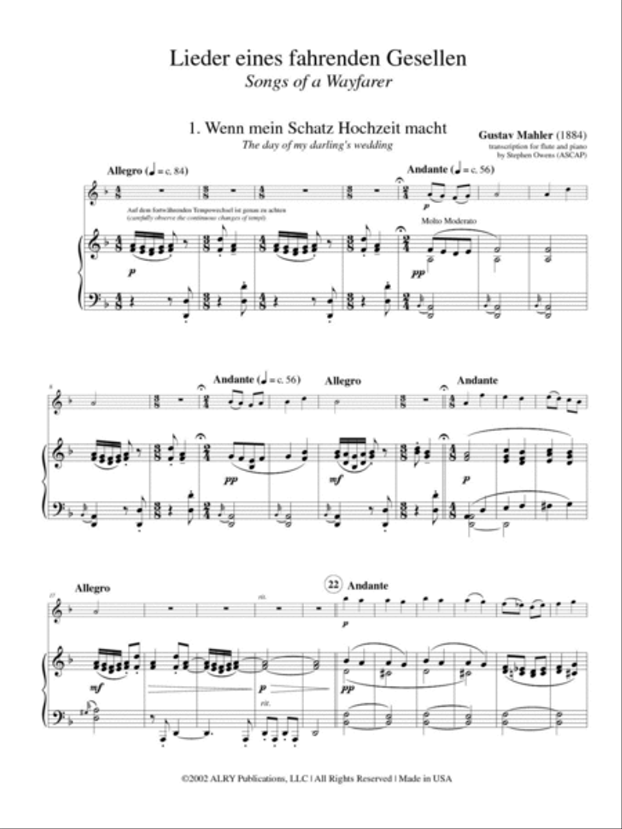Songs of a Wayfarer for Flute and Piano Flute Solo scores gallery preview page 2