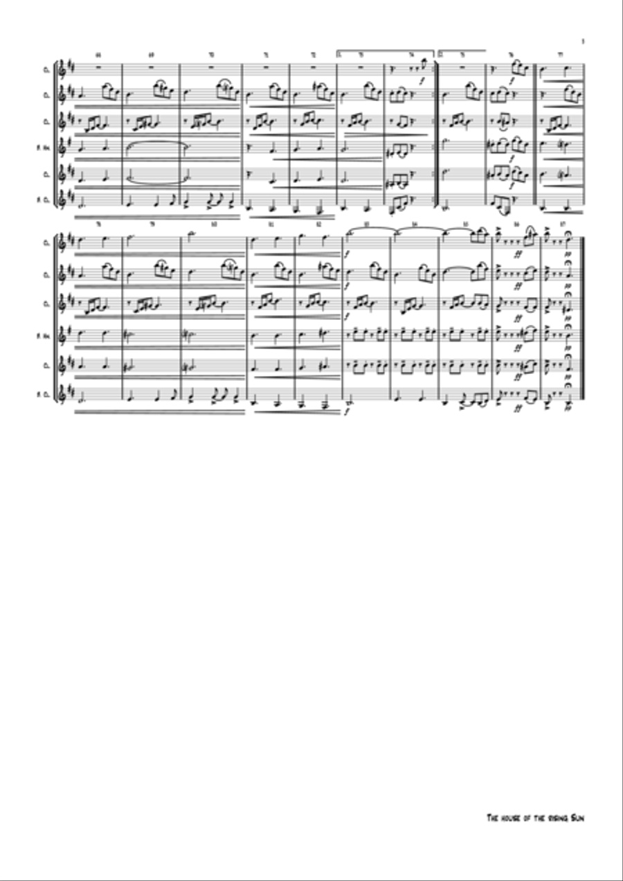 The House Of The Rising Sun Clarinet Quintet scores gallery preview page 4